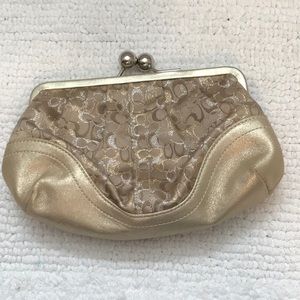 COACH gold evening clutch